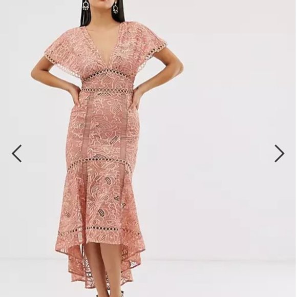 NWT ASOS DESIGN Tall Flutter Sleeve Midi Dress - Picture 1 of 7